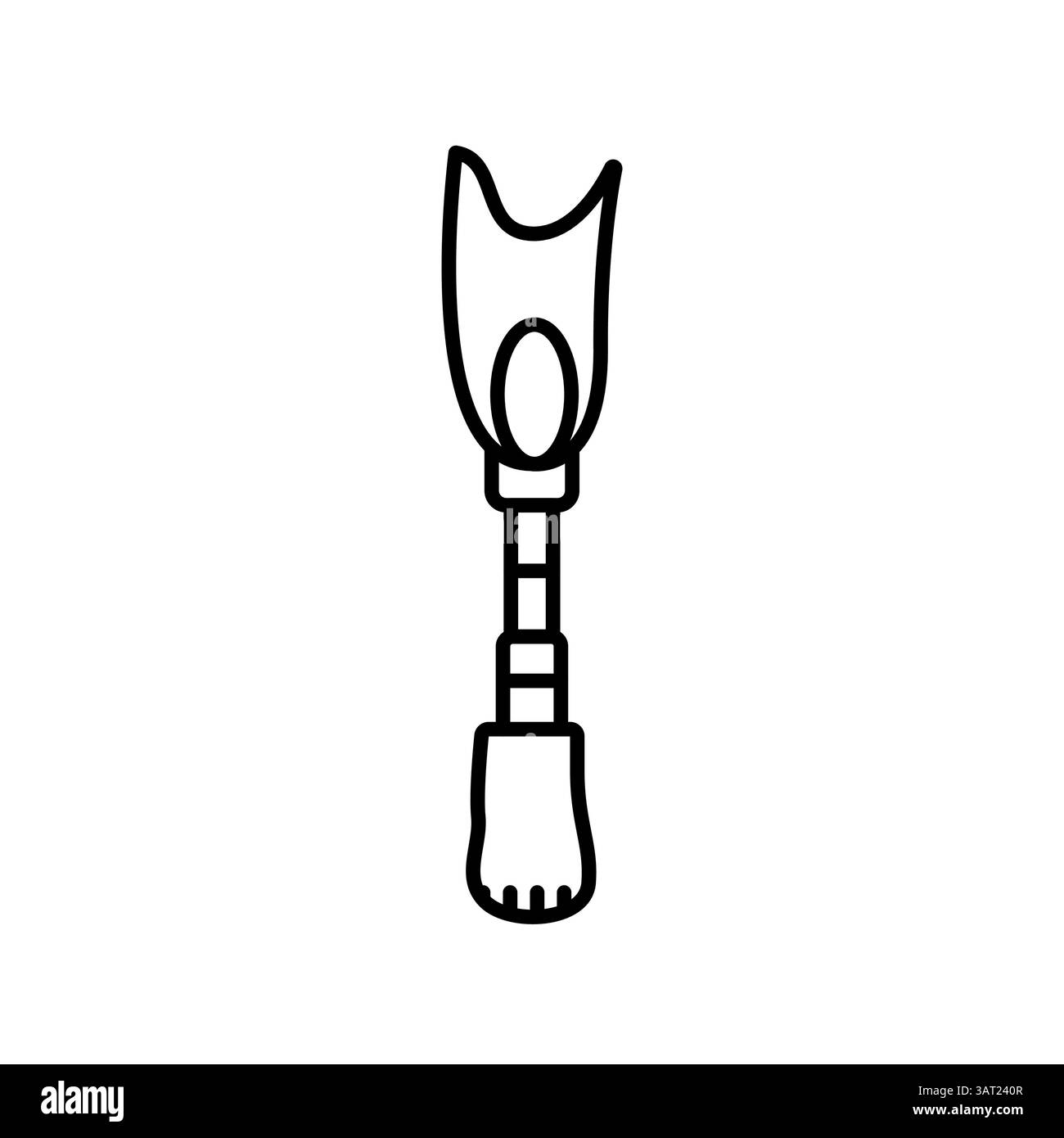 Kunststoffprothesensymbol mit schwarzer Linie für Digital- und Druckprojekte. Minimale bereinigte Symbole für Apps und Websites. Moderne, einfache Symbole für UI UX und Marke Stock Vektor