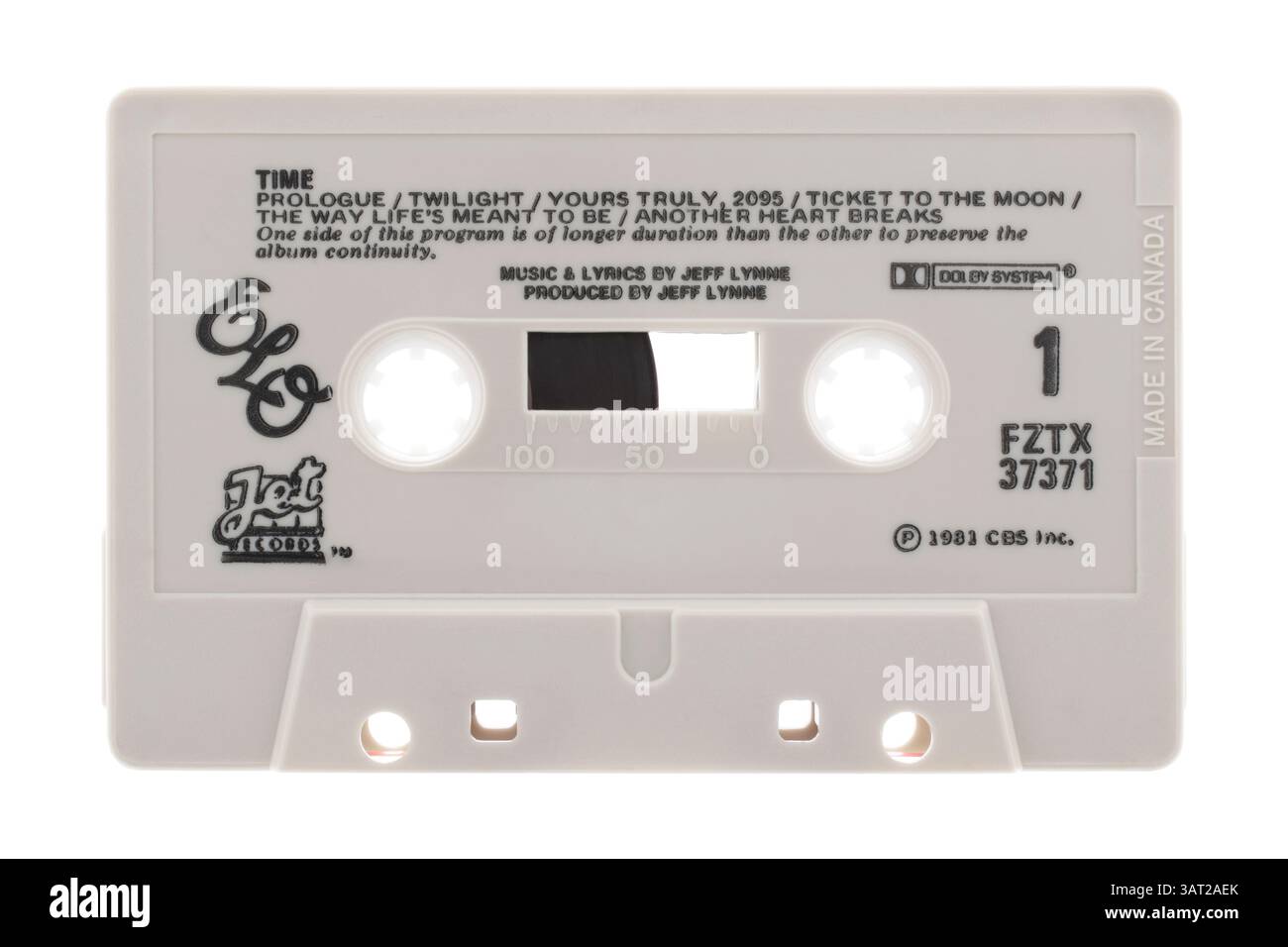 ELO Time Audio-Kassette auf weißem Hintergrund Stockfoto