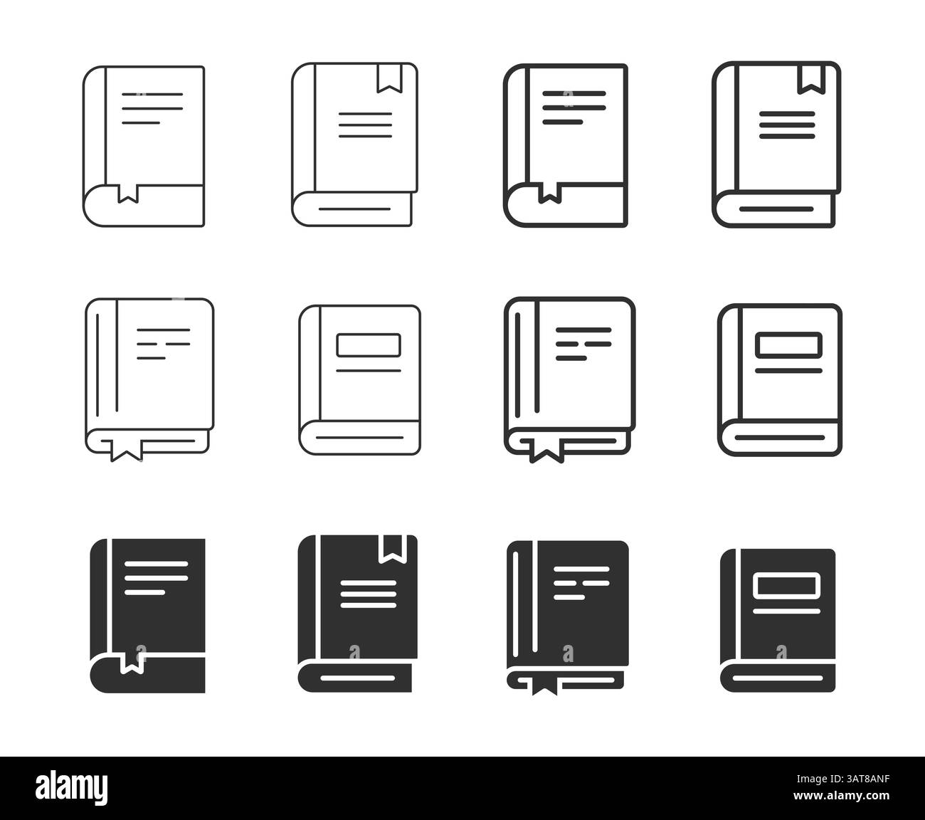 Symbole für Lehrbücher setzen hochwertige Vektor-ui und Grafikdesign Stock Vektor