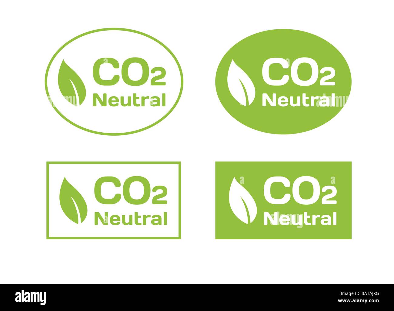 CO2. CO2-neutrales Symbol (Null-Emissionen) für die Kampagne zum Klimawandel und zur grünen Energie. Umweltfreundliche Aufkleber für eine bessere Umweltfreundlichkeit Stock Vektor