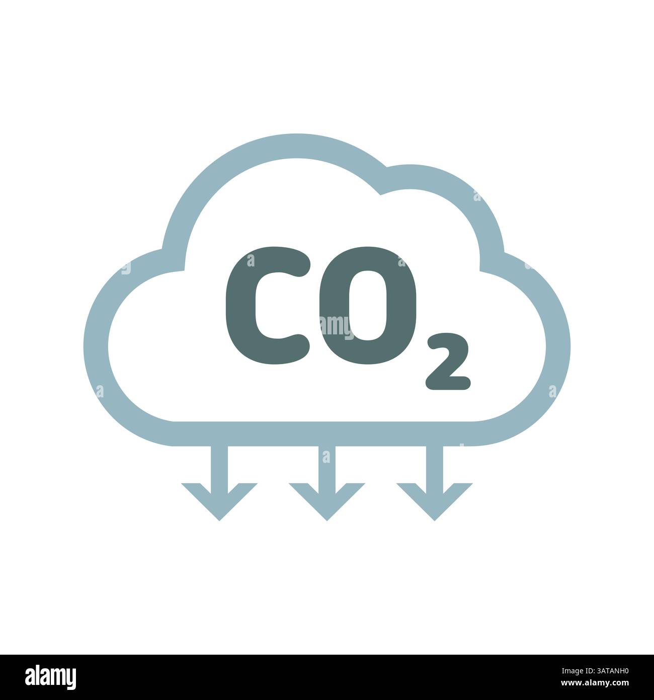 CO2-Symbol mit grüner Wolke und Pfeilen, die die Verringerung der CO2-Abscheidung von Emissionen repräsentieren Umweltverträglichkeit Klimaschutz Luftreinigung Stock Vektor