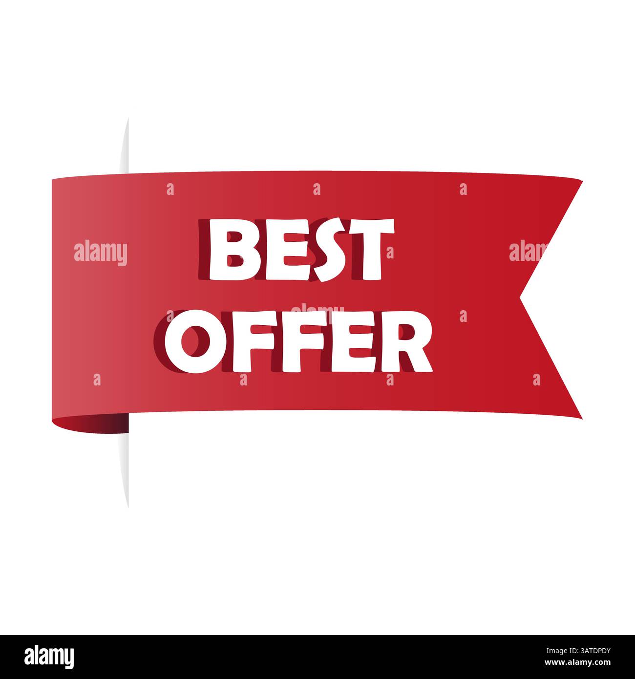 Menüband „Bestes Angebot“. Form der Rabattnachricht. Vektor für Verkaufsbanner. Red Promotion-Tag. Stock Vektor