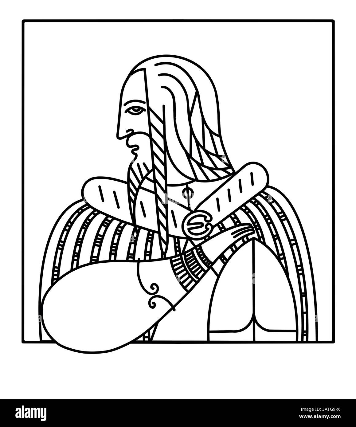 Porträt der stilisierten Liniengrafik von Rurik Stockfoto