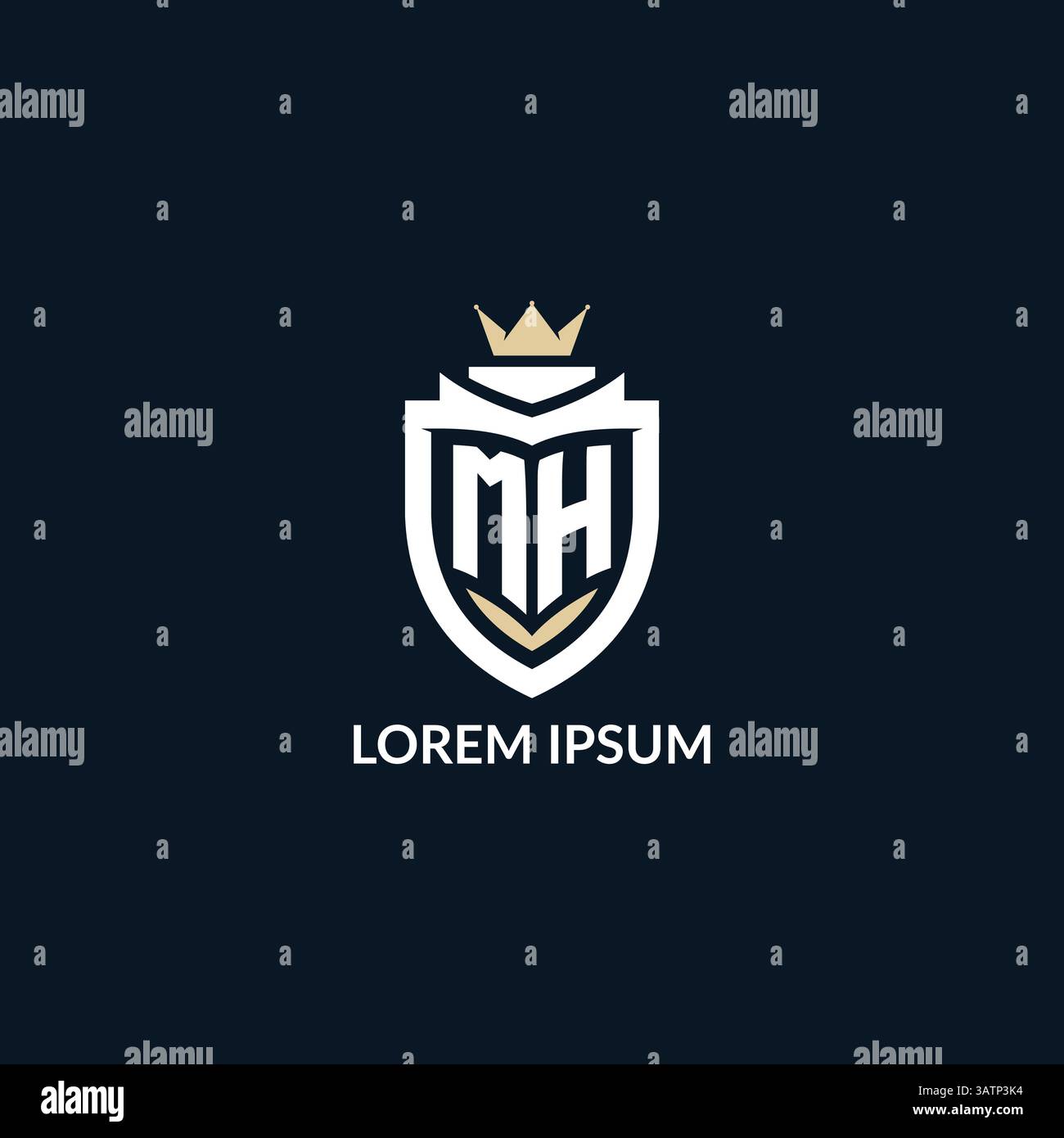 Der Anfangsbuchstabe MH-Schild und das Kronenlogo, die Vektorgrafik mit dem Esport Team-Logo Stock Vektor