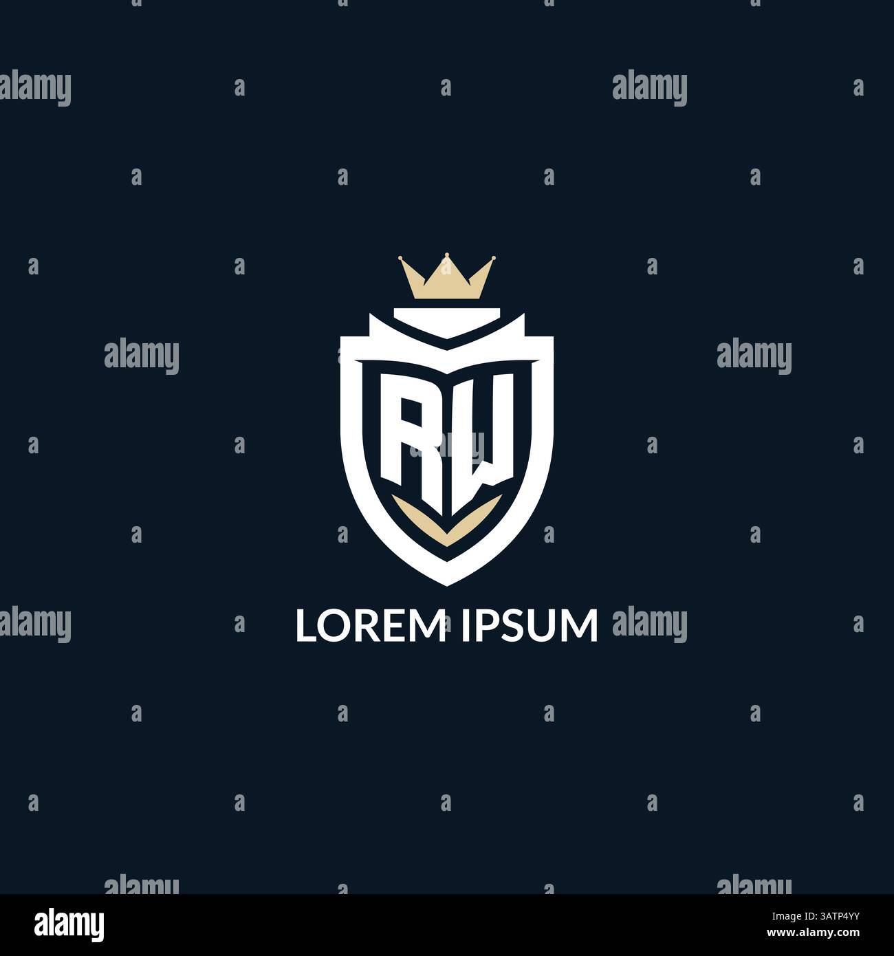 Initial Letter RW-Schild und Kronenlogo, Vektorgrafik im Esport Team-Logo-Design Stock Vektor