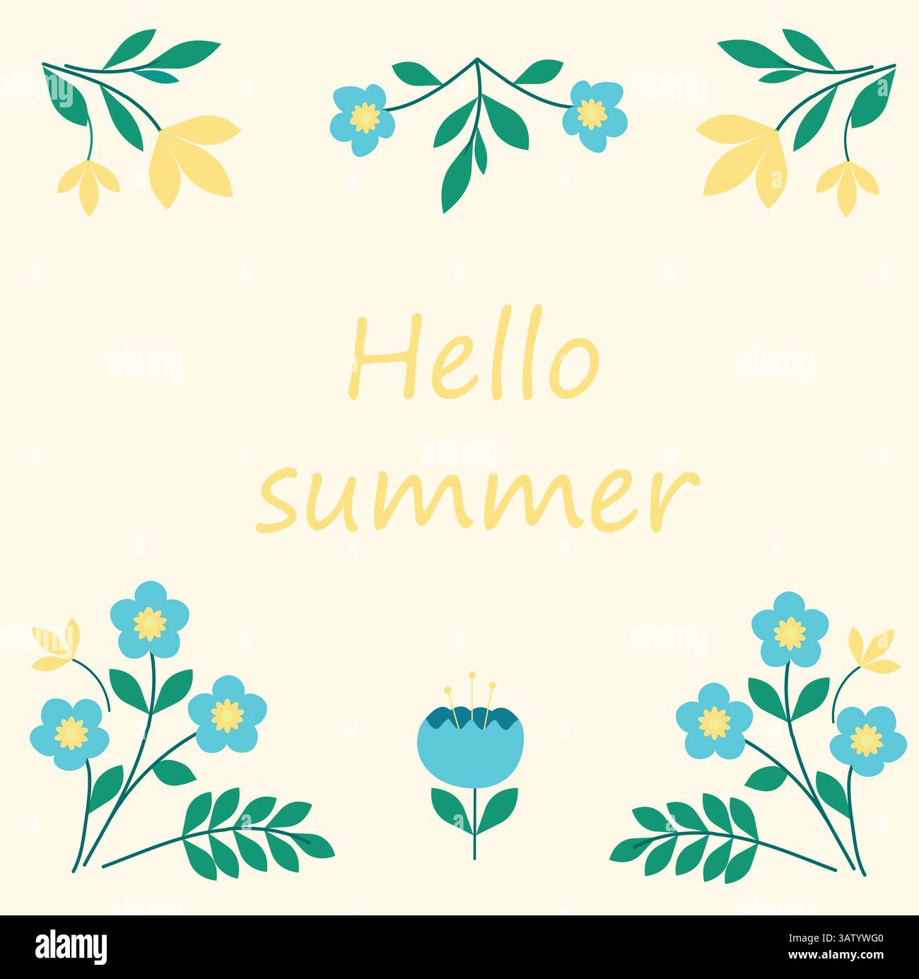 Hallo Sommer Vektor Komposition mit Blumen Stock Vektor