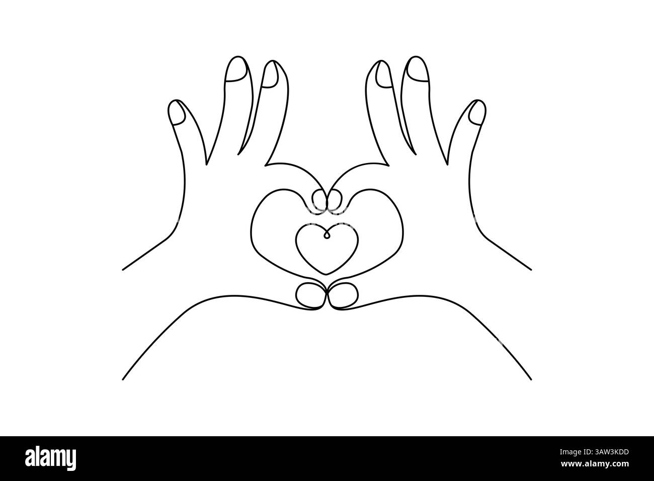 Valentinstag eine Linie Kunst Zeichnung der Liebe Form isolierte Umrissvektor Icon Stock Vektor