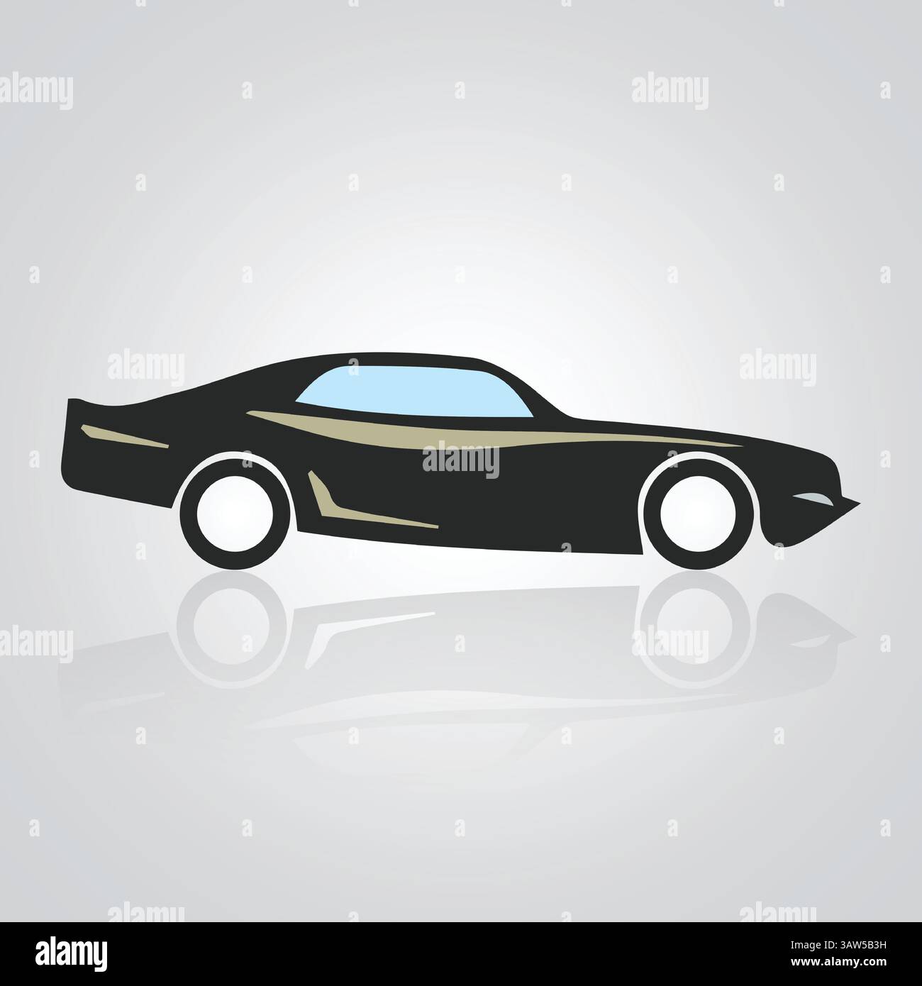 Autosymbole, Oldtimer, einzigartige Ikonen und ein Auto-Logo mit silbernem Hintergrund, Vektor-Illustration Stock Vektor