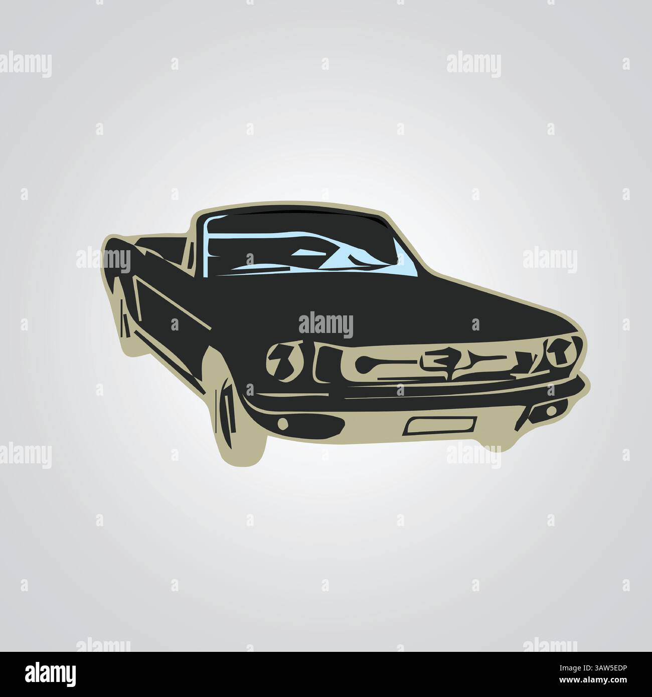 Autosymbole, Oldtimer, einzigartige Ikonen und ein Auto-Logo mit silbernem Hintergrund, Vektor-Illustration Stock Vektor