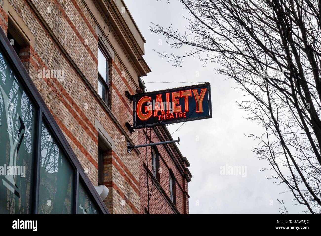 Dublin, Irland - 4. Februar 2025: Das Schild für das Gaiety Theatre im Stadtzentrum von Dublin. Stockfoto