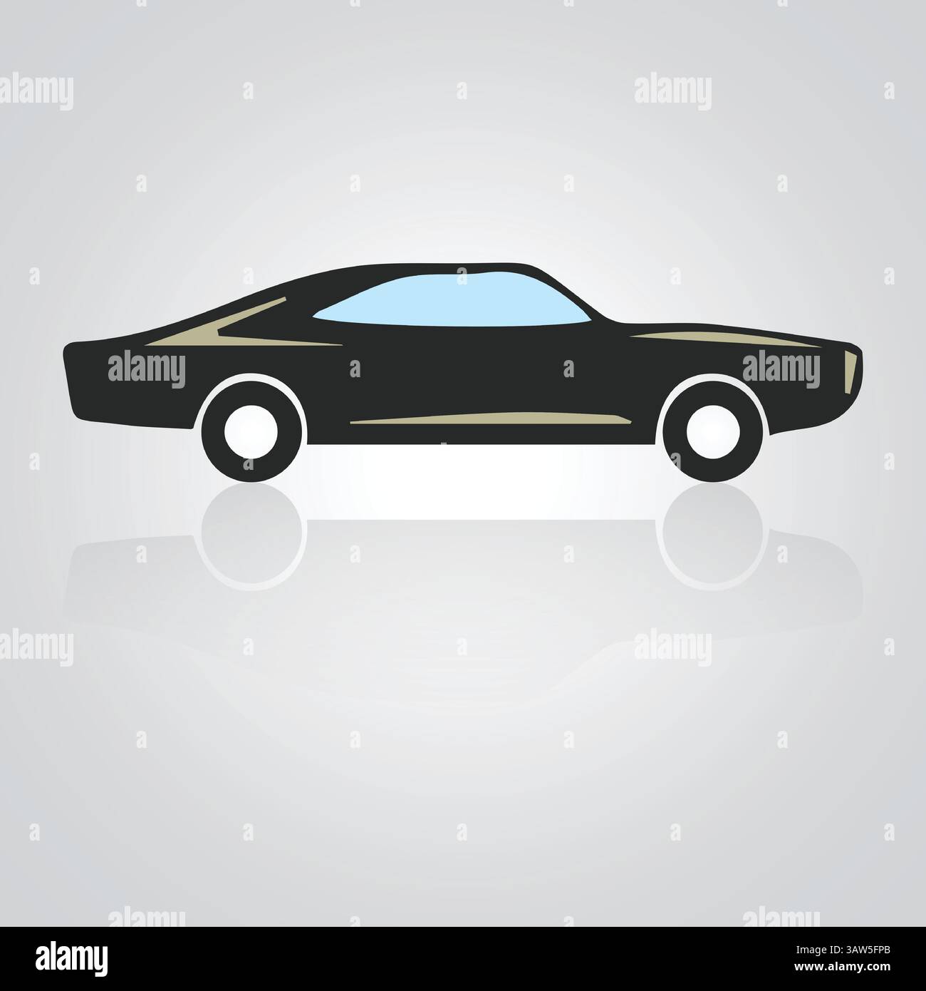 Oldtimer, einzigartige Symbole und ein Auto-Logo mit silbernem Hintergrund, Vektor-Illustration Stock Vektor