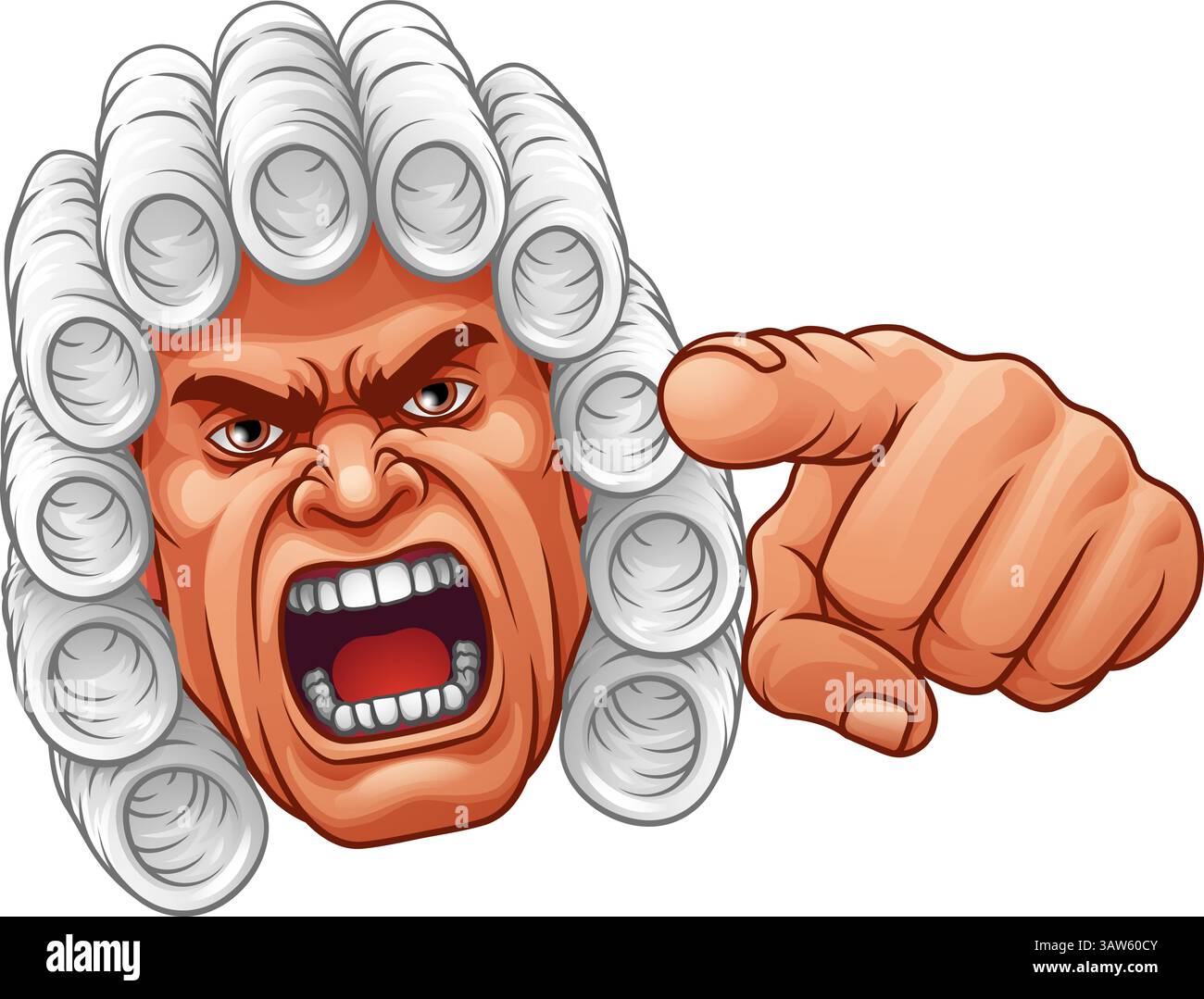 Wütender Richter, Der Cartoonfigur Zeigt Stock Vektor