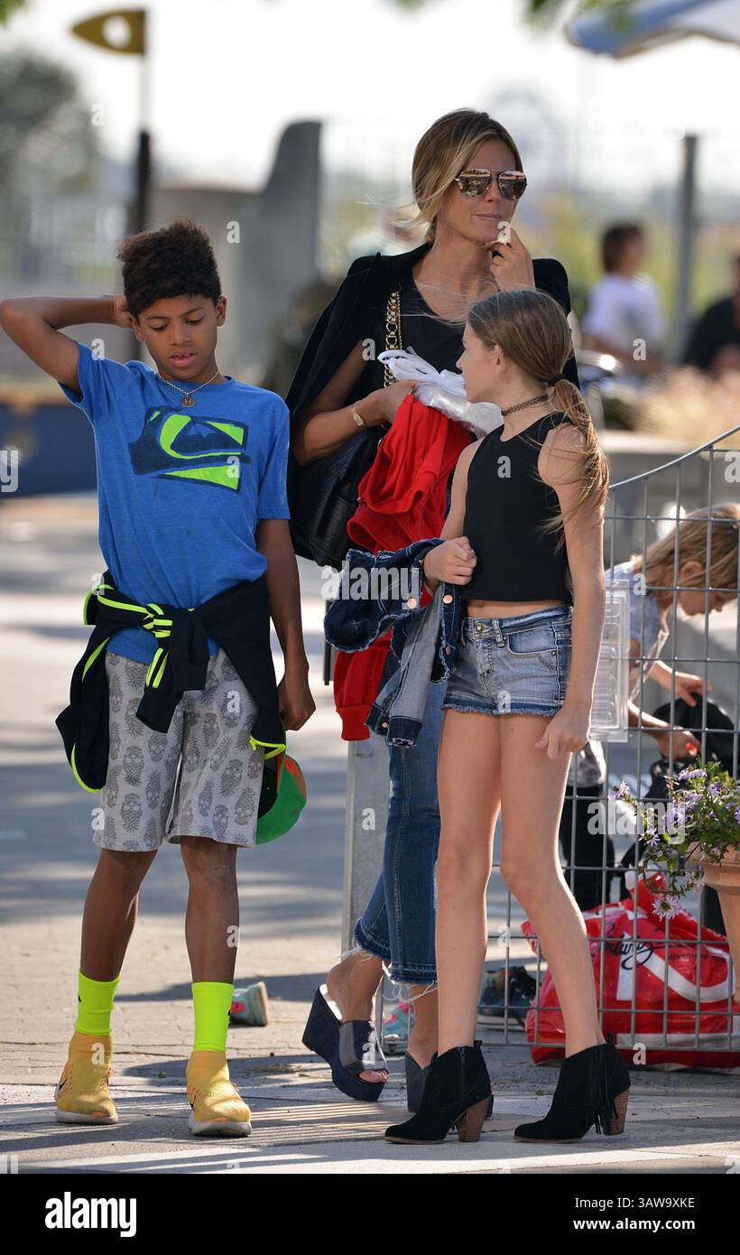 9. Juni 2016 – New York City, NY, USA – die TV-Persönlichkeit Heidi Klum nimmt ihre Familie am 9. Juni 2016 mit auf einen Spaziergang entlang des Hudson River in New York City (Credit Image: © Curtis Means/Ace Pictures via ZUMA Press) Stockfoto