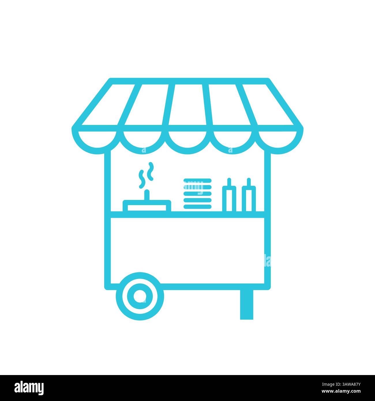 Snack Cart, Street Food Icon, isoliert auf weiß, aus blauem Icon Set Stock Vektor