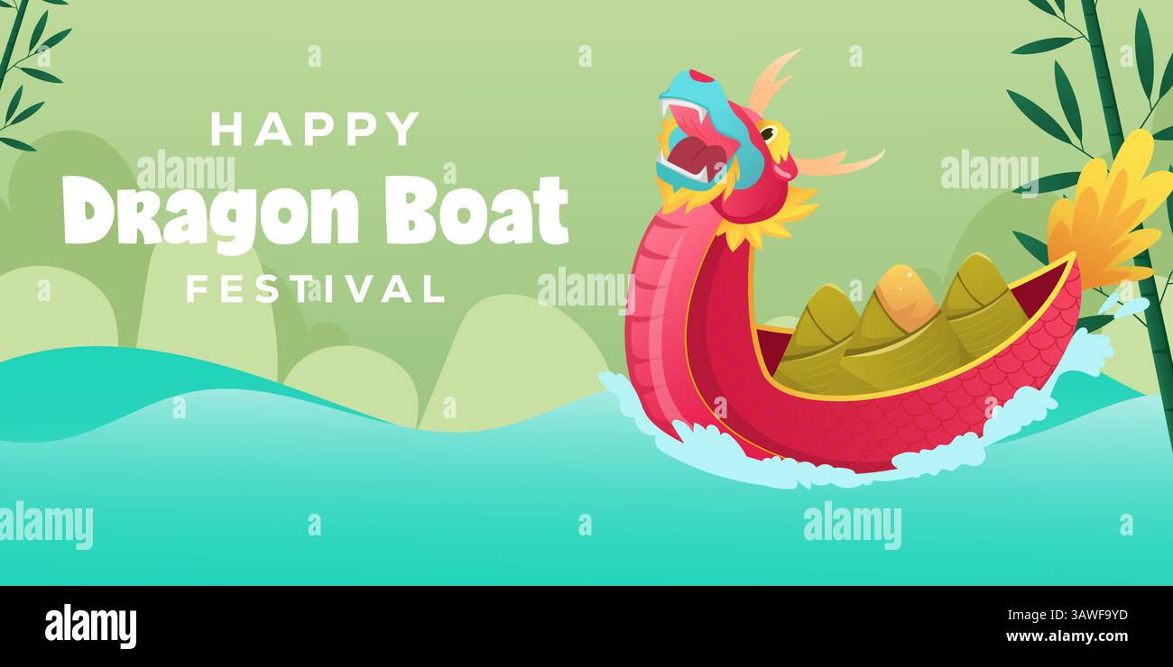 Happy Dragon Boat Festival horizontale Banner Illustration Stock Vektor