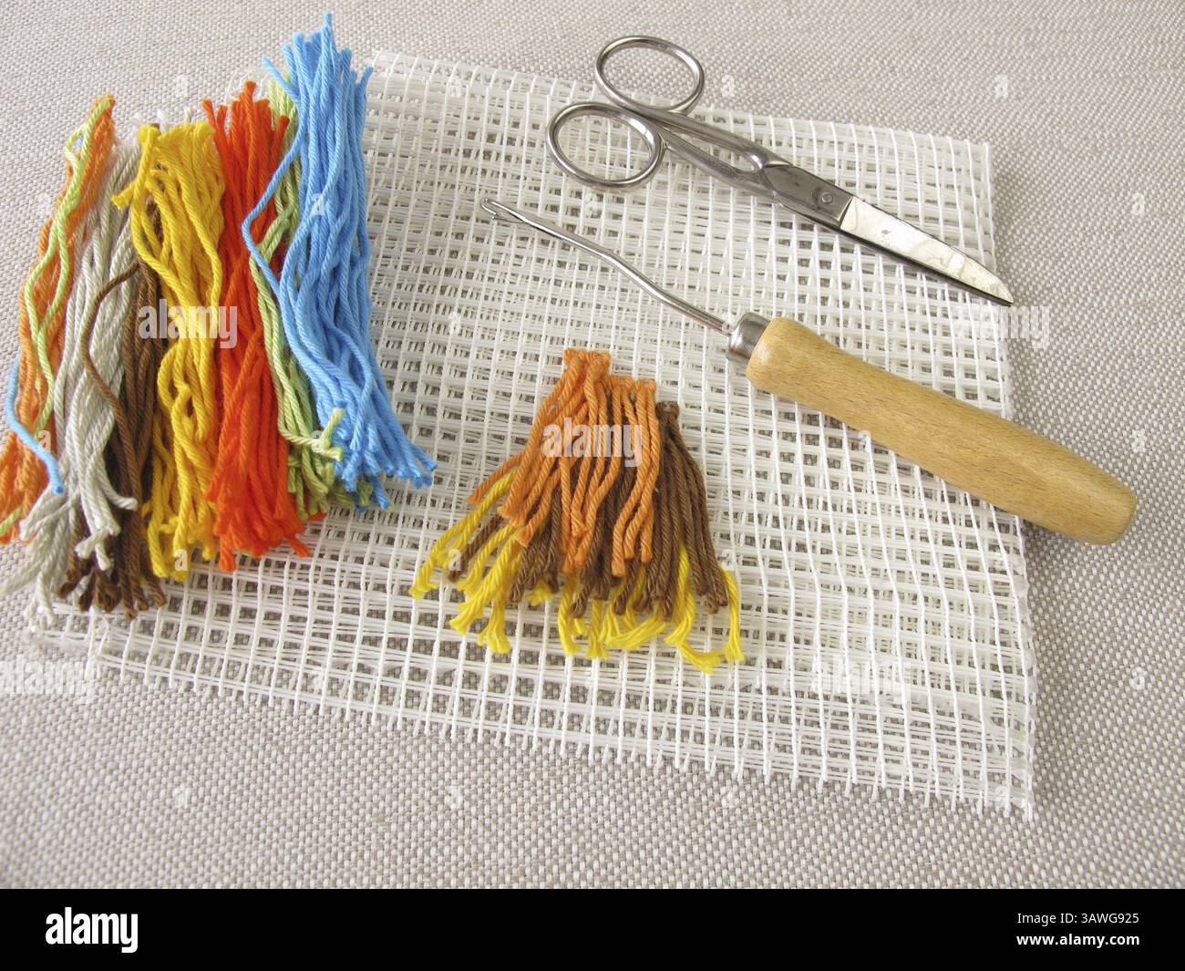 Knüpfen von Hand Stockfoto