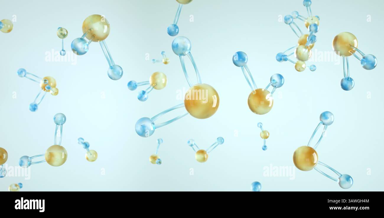 Kohlendioxid- oder CO2-Molekül, Netto Null und CO2-neutral. Nachhaltigkeit der Investitionen, Umweltschutzkonzept, chemisches Molekül auf blauem Ba Stockfoto