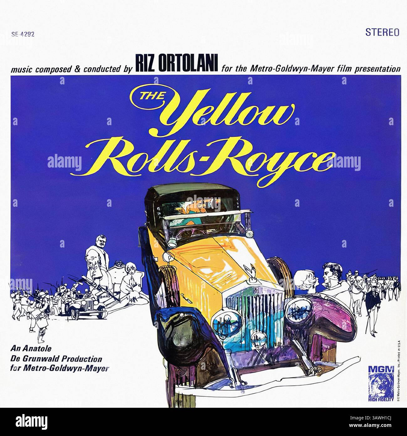 Riz Ortolani - The Yellow Rolls-Royce - Vintage Vinyl-Plattencover Stockfoto