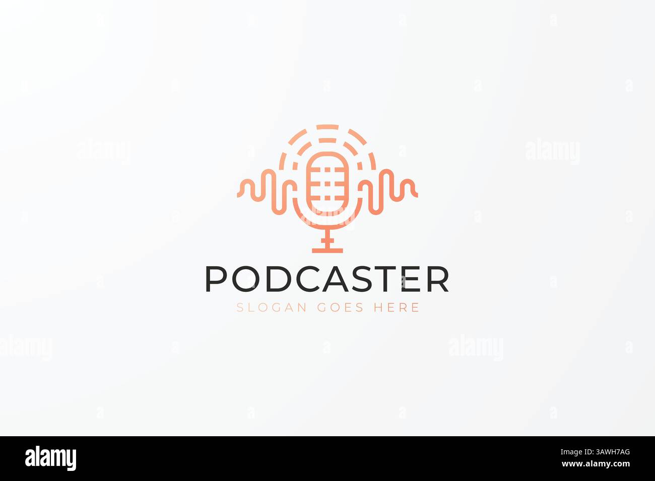 Logo Podcast Audio- und Mikrofonübertragung Technologie Moderne Business Stock Vektor