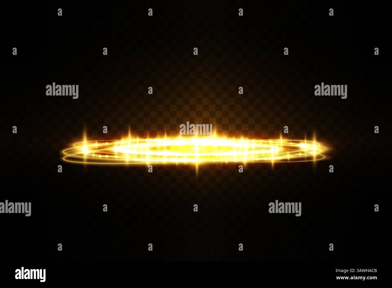 Entdecken Sie den Golden Glow Ring-Effekt, der sich perfekt für Ihre visuellen Designs und fesselnde Animationen eignet Stock Vektor