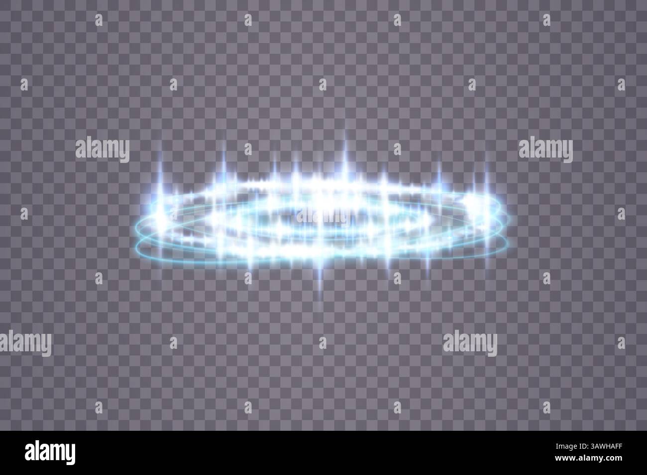 Erleben Sie einen atemberaubenden, schimmernden Blaulichteffekt mit wunderschönen Sparkles und einem fesselnden Halo-Effekt Stock Vektor