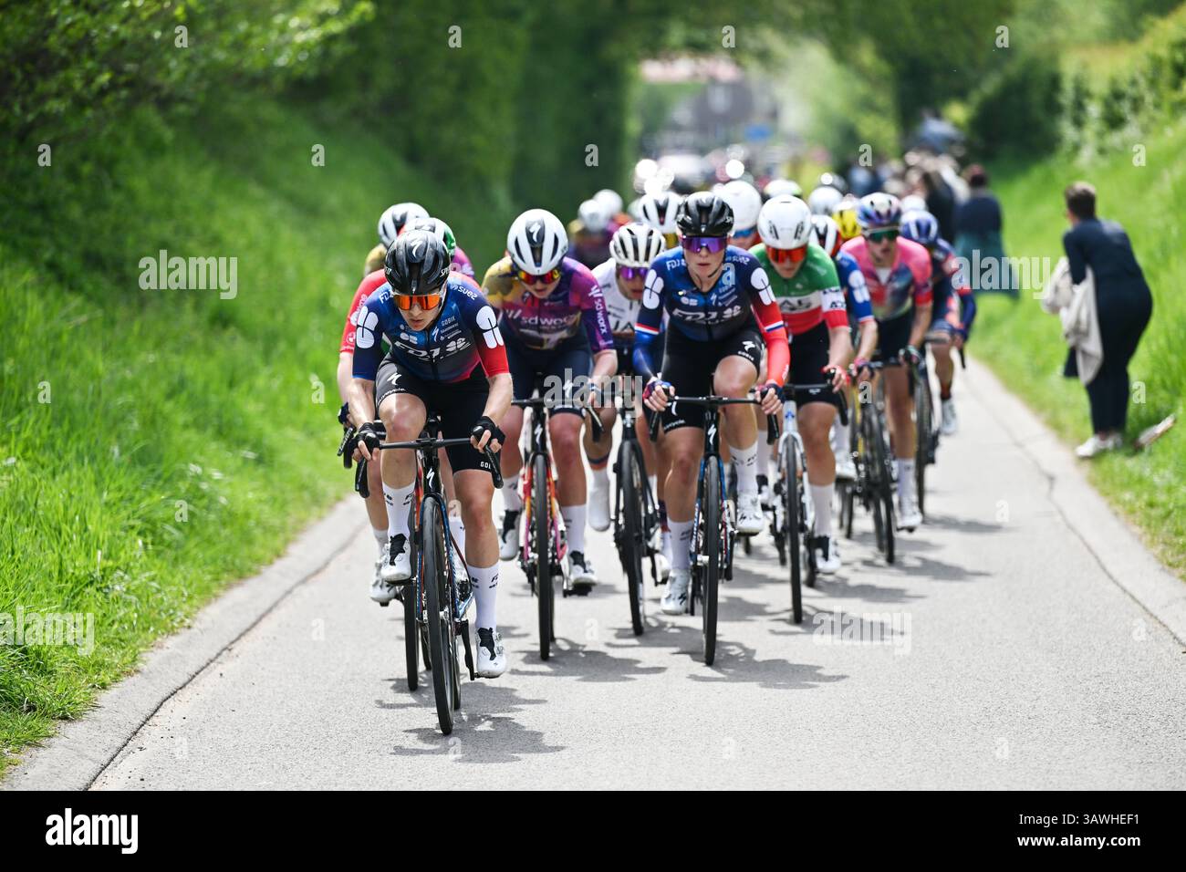 Valkenburg, Niederlande. April 2025. Französisch Jade Wiel von FDJ-Suez in Aktion während des eintägigen Radrennens der Frauen „Amstel Gold Race“, 157, 4 km von Maastricht nach Valkenburg, Niederlande, Sonntag, den 20. April 2025. BELGA FOTOPOOL LUC CLAESSEN Credit: Belga Nachrichtenagentur/Alamy Live News Stockfoto