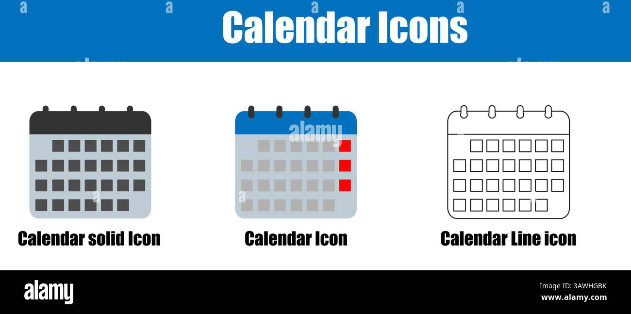 Symbol für minimalen Kalender auf weißem Hintergrund isoliert Stock Vektor