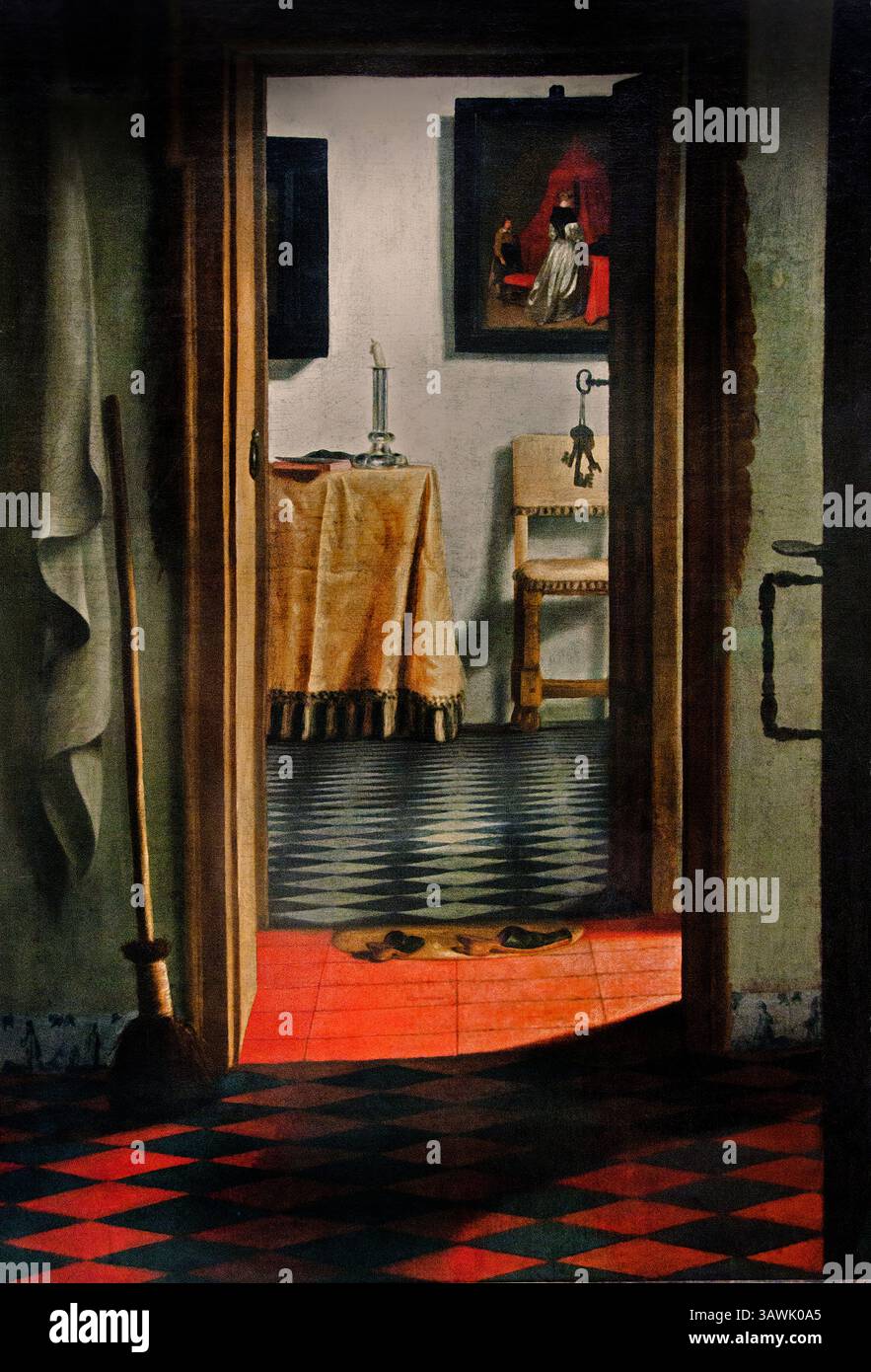 Vue d Interieur Ou Les Pantoufles - Ansicht oder im Inneren Hausschuhe von Samuel van Hoogstraten 1626-1678 Niederlande Niederlande Stockfoto