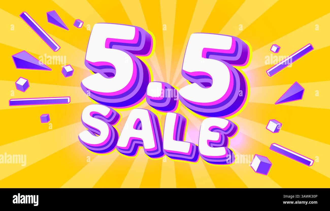 5,5 Verkaufsbanner, Sonderaktion für Veranstaltungen, Marktwerbung. Vektor Stock Vektor