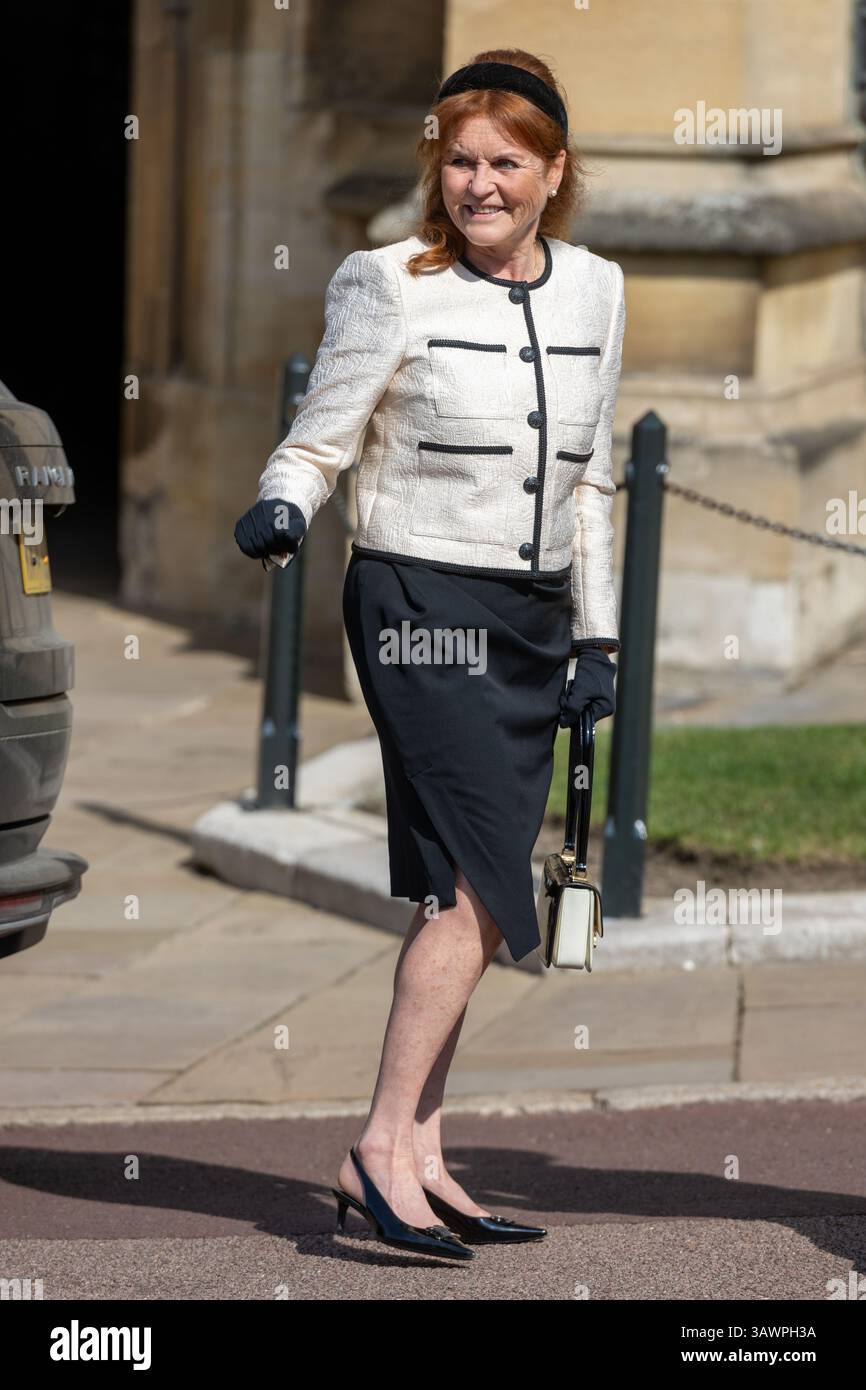 Windsor, Berkshire, Großbritannien. April 2025. 20/04/2025. Windsor, Großbritannien Sarah Ferguson, Duchess of York, nimmt am Ostermatins-Service im Windsor Castle Teil Credit: Raymond Tang/Alamy Live News Stockfoto
