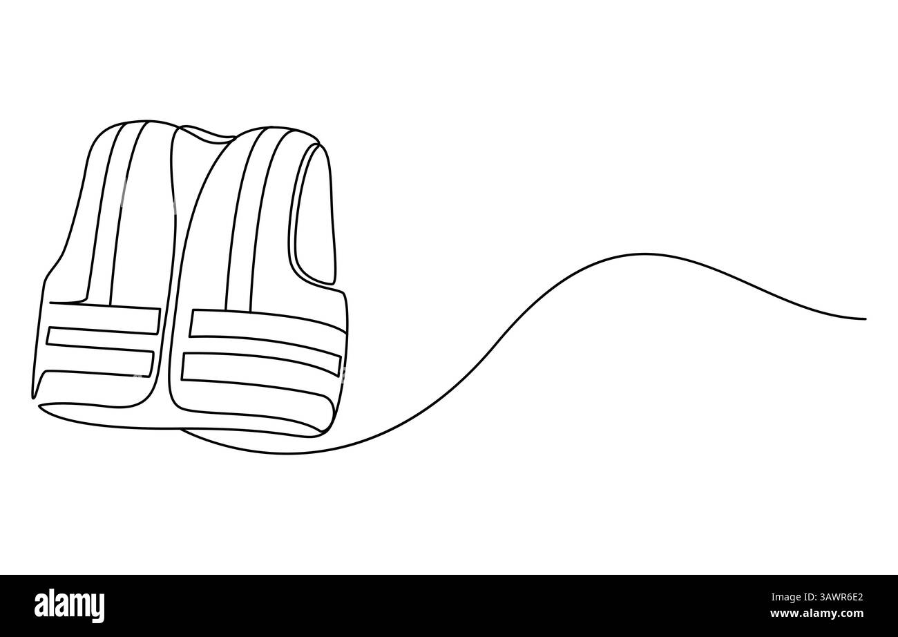 Schwimmweste Rettungsweste Rettungsvektor Monoline eine Linie Kunst Stock Vektor