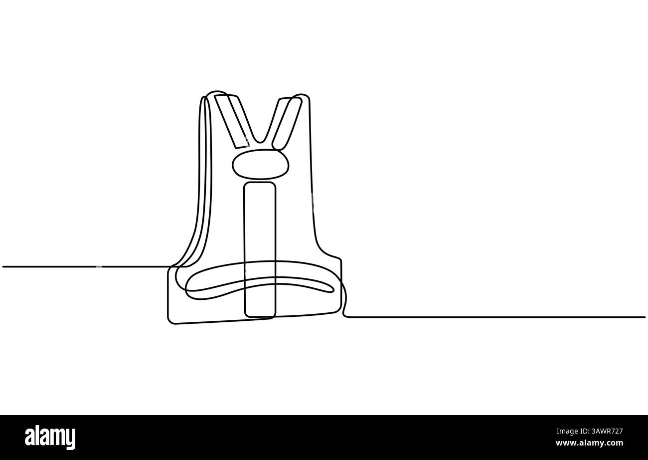 Schwimmweste Rettungsweste Rettungsvektor Monoline eine Linie Kunst Stock Vektor