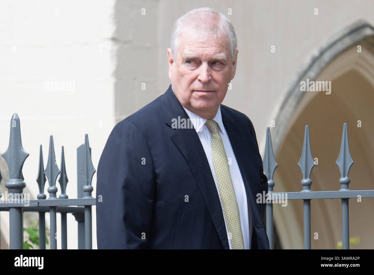 Windsor, Großbritannien. April 2025. Im Bild: Prinz Andrew - der Herzog von York und Sarah Ferguson - die Herzogin von York verlassen einen Ostergottesdienst in der St. George's Chapel, Windsor Castle. Quelle: Justin Ng/Alamy Live News Stockfoto