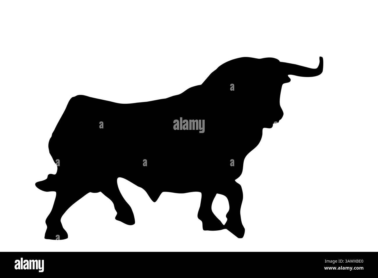 Illustration einer Silhouette eines kämpfenden Stiers Stockfoto