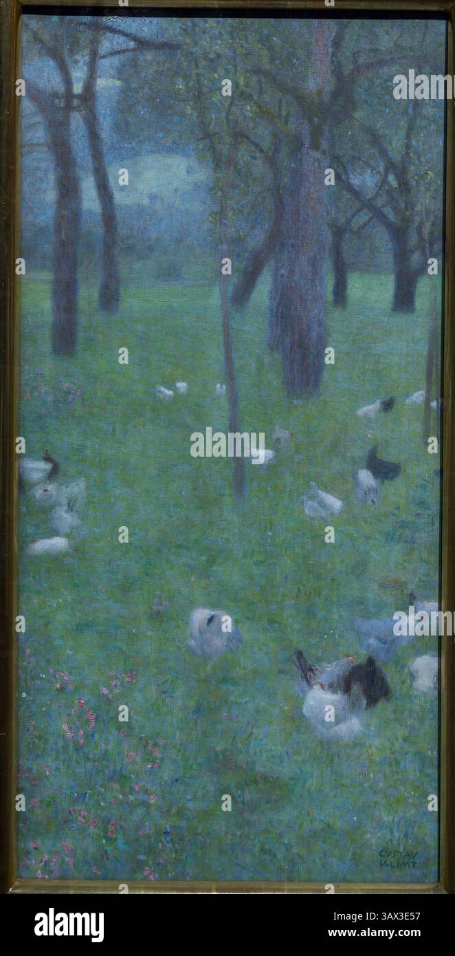 Gustav Klimt, nach dem Regen (Garten mit Hühnern in St. Agatha), 1899, Unteres Belvedere, Wien, Österreich Stockfoto