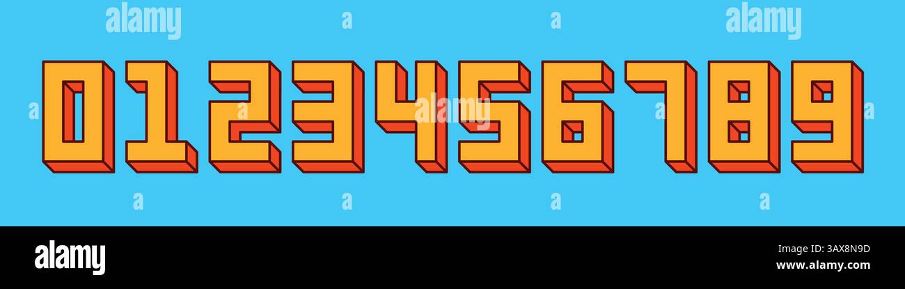 NUMBER-Kollektion im Retro-Stil Stock Vektor