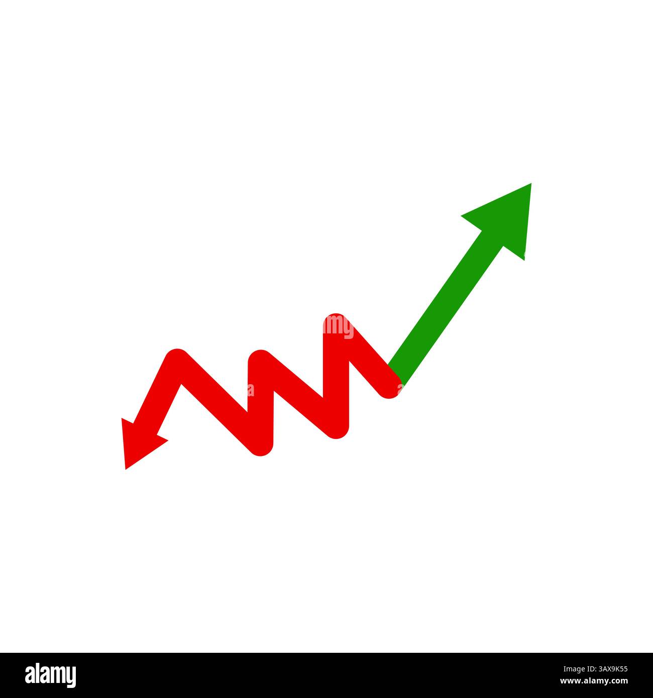 Zickzack-Pfeile zur Darstellung des abstrakten Vektorkonzepts für Geschäftswachstum und -Verlust Stock Vektor