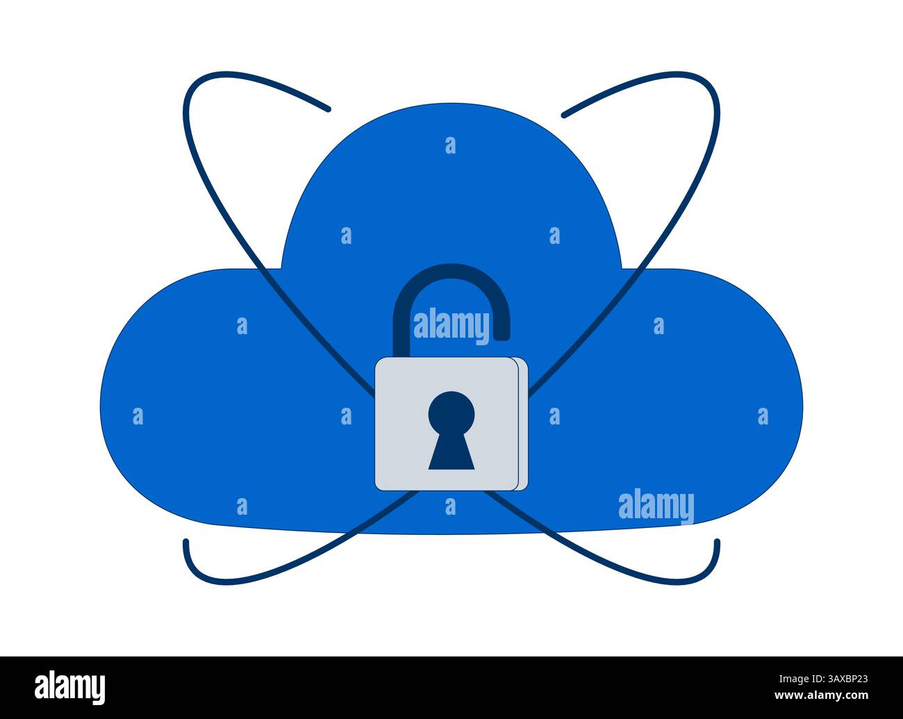 Entsperrtes 2D-Comic-Objekt mit Cloud-Sicherheit Stock Vektor