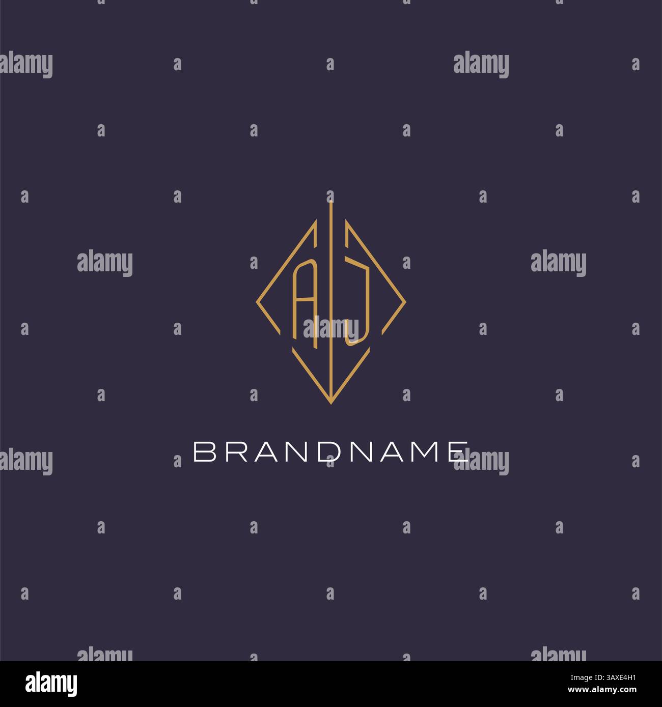 Initial Letter AJ-Logo-Monogramm mit Rautenrautendesign Vektorgrafik Stock Vektor