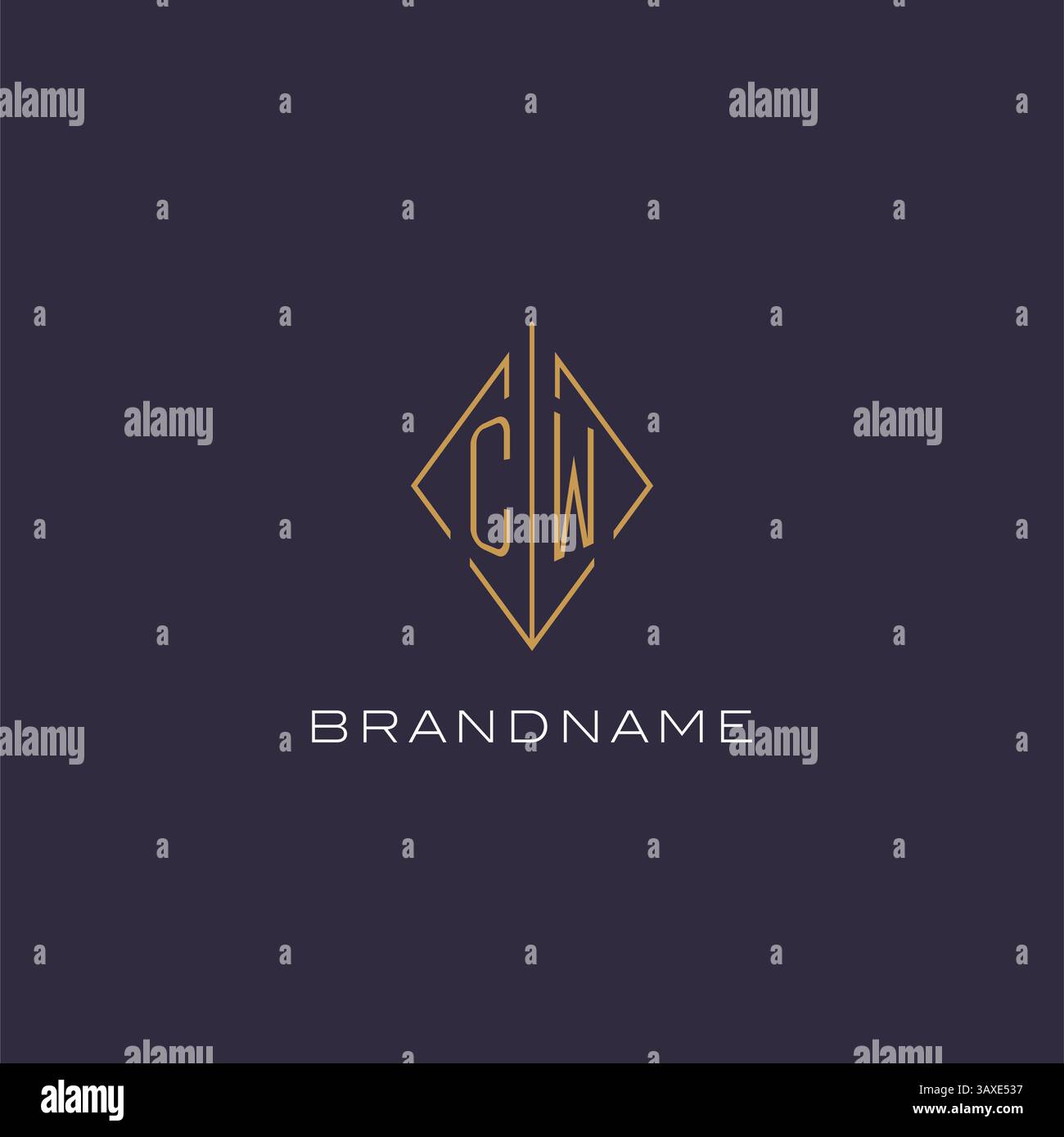 Initial Letter CW-Logo-Monogramm mit Rautenrautendesign Vektorgrafik Stock Vektor
