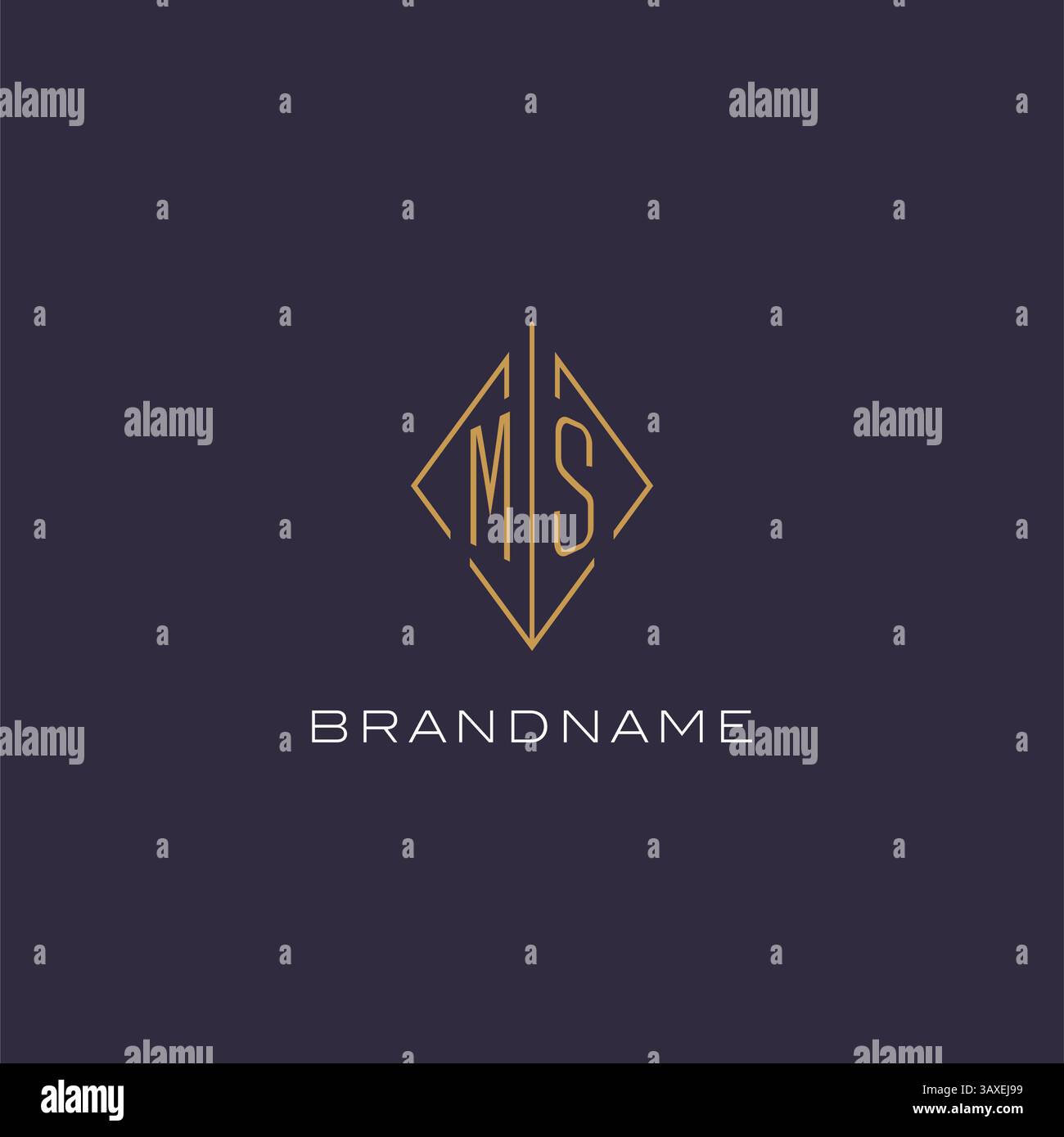 Initial Letter MS Logo Monogramm mit Diamant Rautenmuster Design Ideen Vektorgrafik Stock Vektor