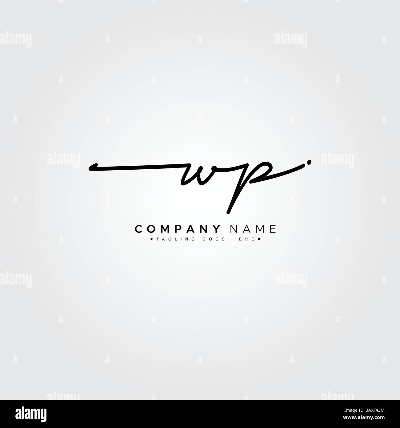 Simple Signature Logo für Alphabet WP – handschriftliche Signatur für Fotografie und Modegeschäft Stock Vektor