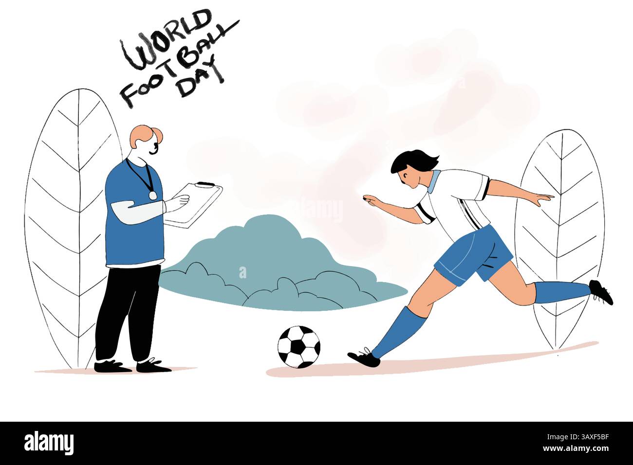 World Football Day Celebration mit Trainer und Spieler. Stock Vektor