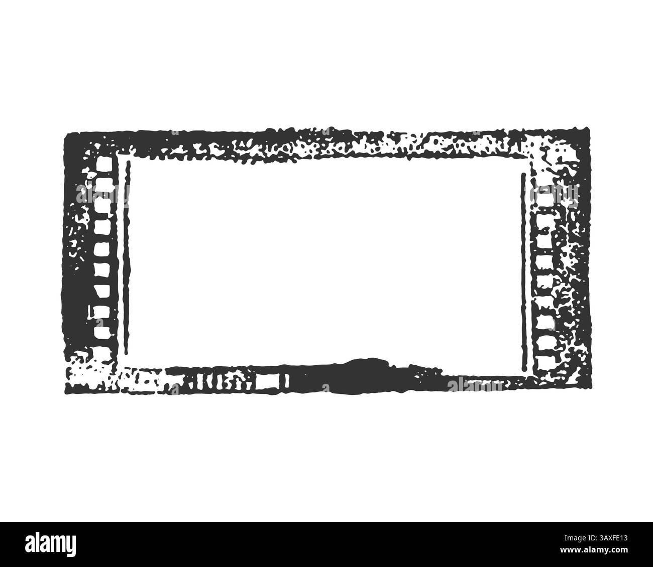 Horizontaler Filmrahmen-Aufdruck, alter Grunge-Filmstreifen, Vintage-Rahmen. Video- oder Filmüberlagerung, Kino, Stempel. Vektorabbildung Stock Vektor