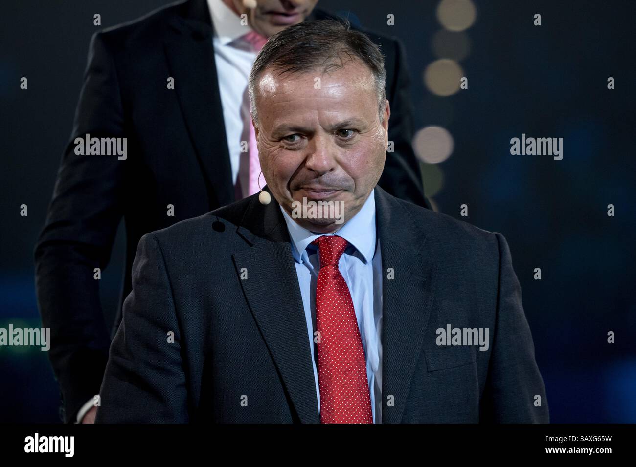 Der britische Geschäftsmann und politische Geldgeber Arron Banks stand während der Wahlkampagne Reform partyÕs vor Ort und Bürgermeister in der Utilita Arena in Birmingham. Stockfoto