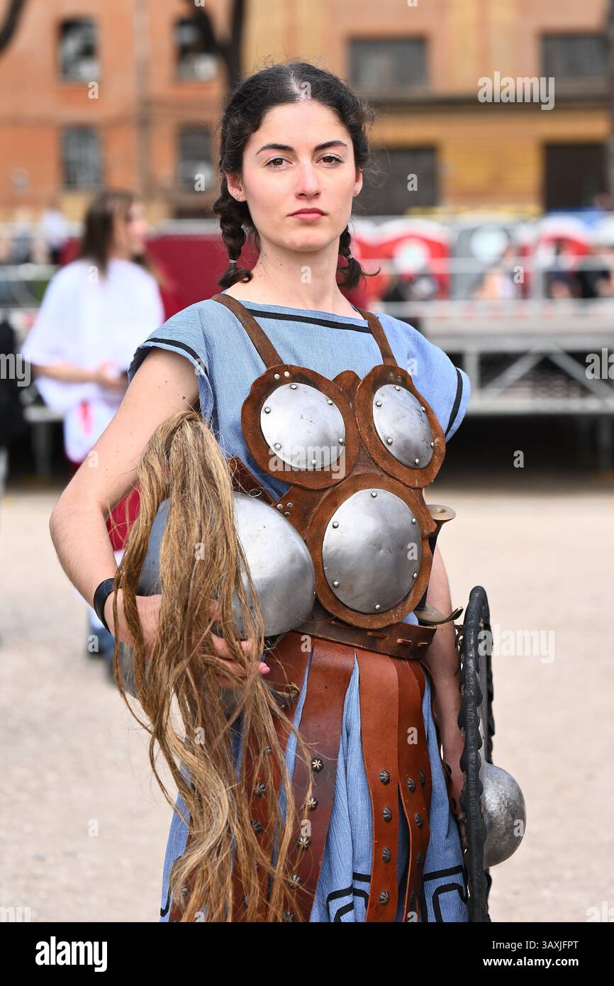 Die Gruppo Storico Romano organisierte die XXV-Ausgabe der Natale di Roma im Circo Massimo am 21. April 2025 in Rom, Italien. Quelle: Live Media Publishing Group/Alamy Live News Stockfoto