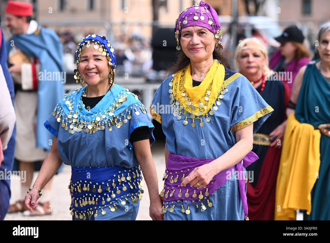 Die Gruppo Storico Romano organisierte die XXV-Ausgabe der Natale di Roma im Circo Massimo am 21. April 2025 in Rom, Italien. Quelle: Live Media Publishing Group/Alamy Live News Stockfoto