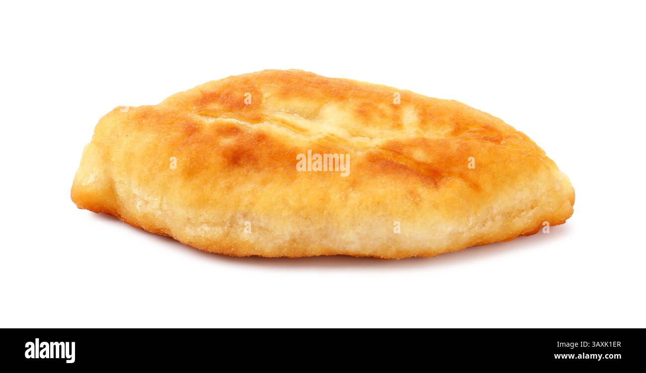 Köstlicher gebratener Pyrizhok (gefüllter Kuchen) isoliert auf weiß Stockfoto Köstlicher gebratener Pyrizhok (gefüllter Kuchen) isoliert auf weiß Stockfoto