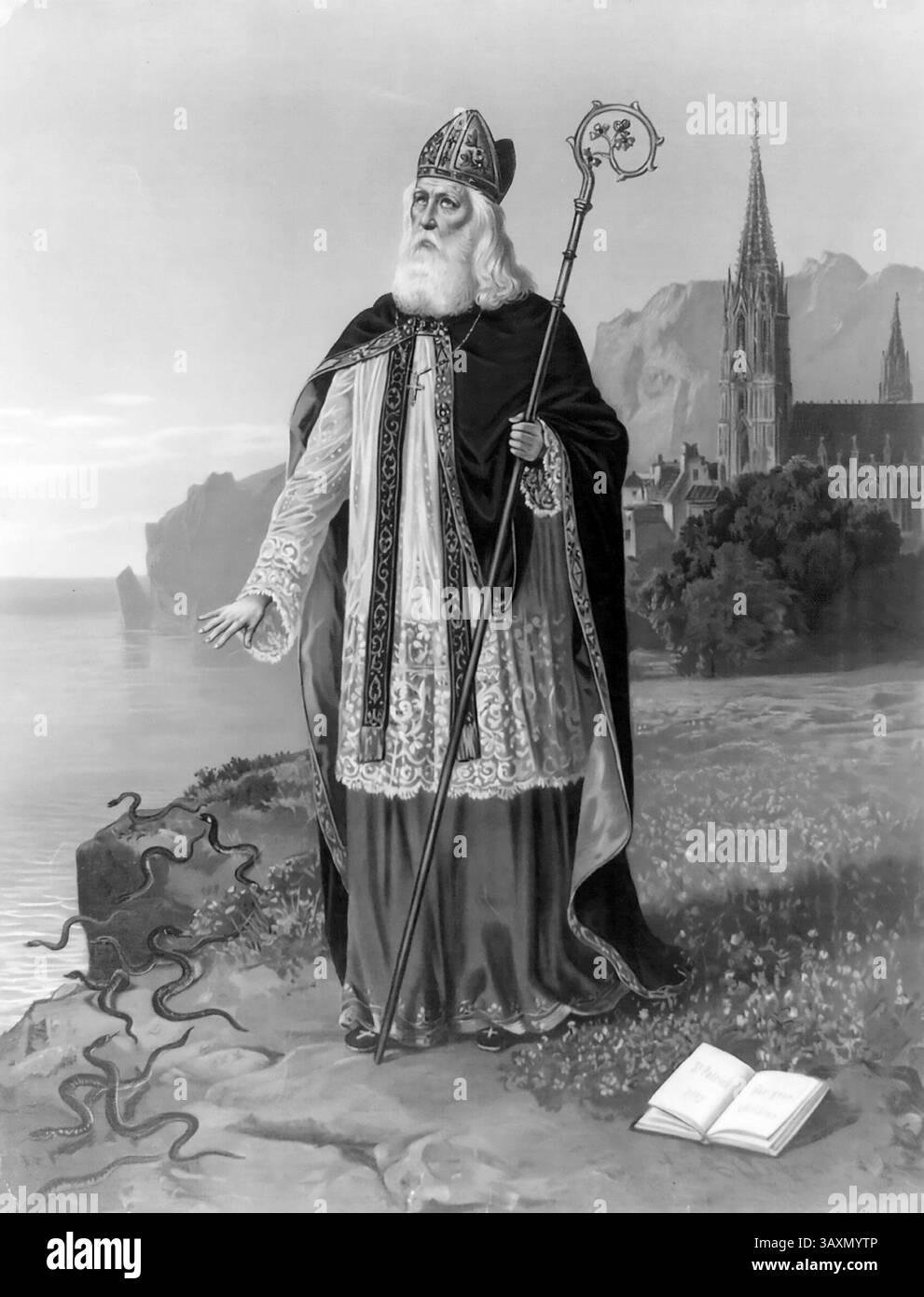 St. Patrick. Illustration des Schutzheiligen von Irland und des christlichen Bischofs St. Patrick, 1888 Stockfoto