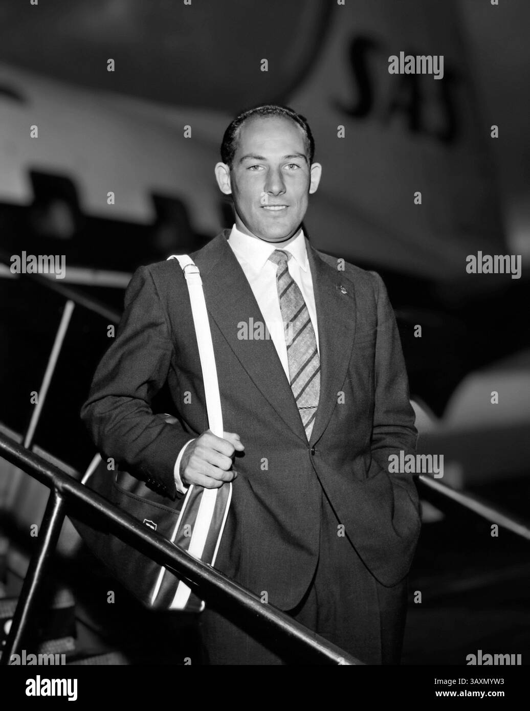 Stirling Moos. Porträt des britischen Rennfahrers Sir Stirling Craufurd Moss (1929–2020) aus dem Jahr 1958 Stockfoto